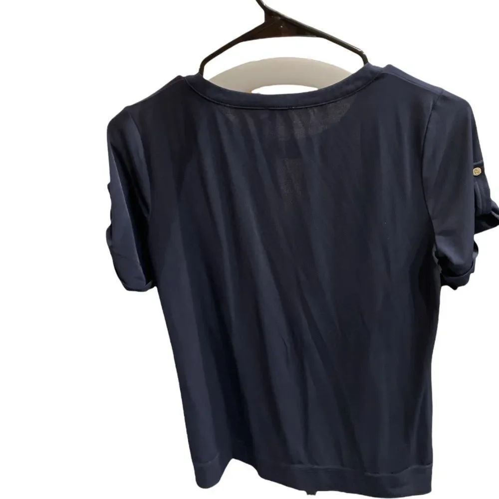 Anne Klein Petite Small Short Sleeve Keyhole Top - Picture 4 of 11